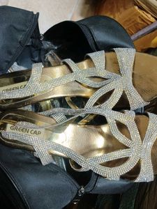 Sparkling Embellished Gold Sandals