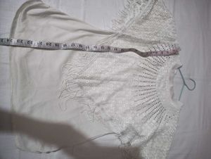 White Lace Fringe Poncho Top