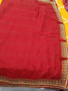partywear beautiful Red saree with blouse