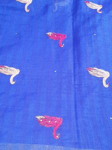 Dark Blue Embroidery Kundan Work Saree