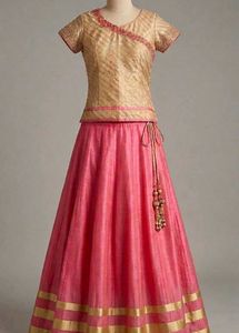 Elegant Gold & Pink Lehenga Choli