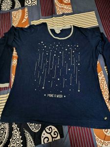 Navy Blue "Make A Wish" Graphic Top