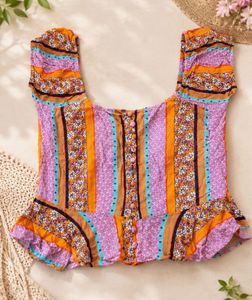 Boho Print Peplum Blouse