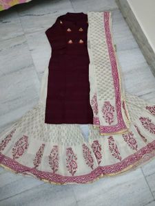 Maroon Kurta with Sharara Set