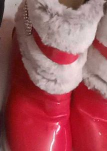 Cozy Red &amp; White Faux Fur Boots