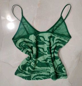 Green Abstract Print Tank Top