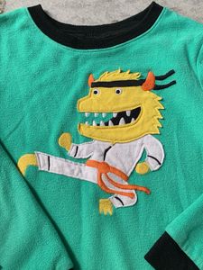 Kids Green Monster Graphic Long Sleeve Shirt