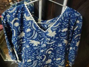 Blue Floral Print Kurta