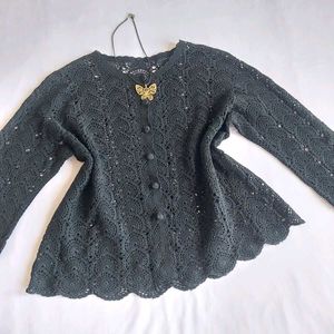 Elegant Black Crochet Cardigan 🌺