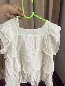 Tiered Ruffle White Top