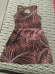 Leaf Print Sleeveless Mini Dress