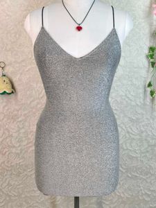 Sparkly Silver Mini Dress