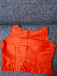 Orange raw silk  choli cut never used Blouse
