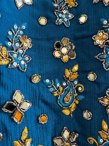 Stunning Teal Blue &amp; Mustard Yellow Tiered Sharara