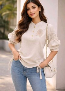 Elegant Cream Puff Sleeve Top