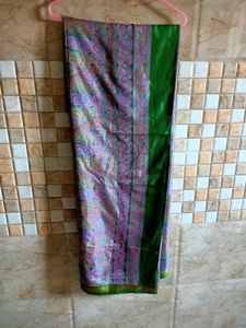 Vibrant Paisley Print Silk Saree