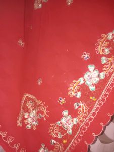 Embroidered Red Saree