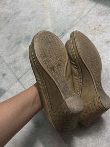 Beige Mules with Buckle Detail