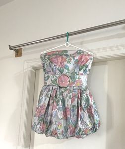 Zara Strapless Floral Bubble hem Dress