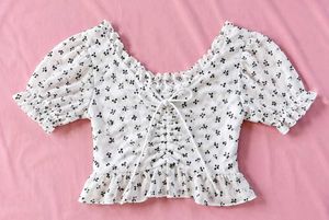 Floral Print Cinched Crop Top