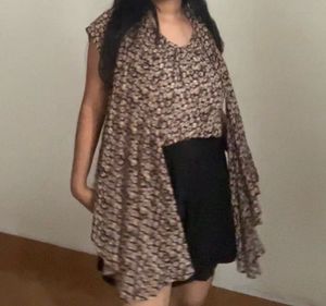 Boho Floral Print Savana Drape Mini Dress Top