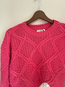 Bright Pink Textured Knit Sweater