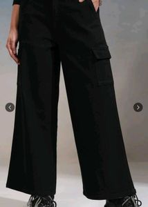 Black Wide Leg Cargo Pants