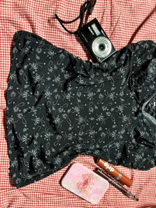Chic Black Floral Camisole Top