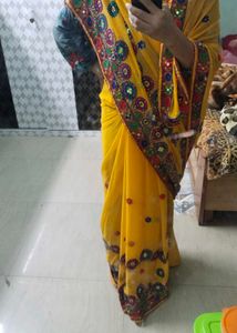 Mustard chiffon Saree