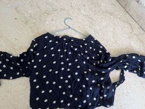 Navy Blue Polka Dot Top