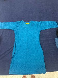 Blue Textured Kurta