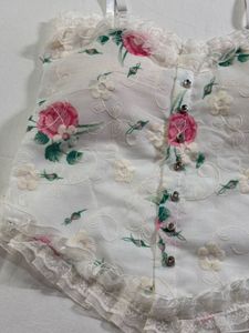 Floral Lace Trim Corset Top