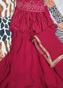 Hurrey..Price Drop🥳🥳 Pink Colour Kurta-Sharara❣️