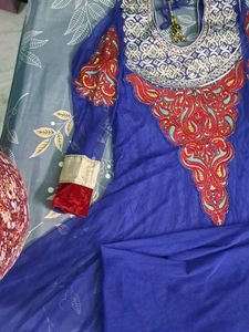 Stunning Blue anarkali heavey flair with Dupatta