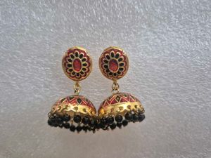 Red &amp; Black Jhumka Earrings - New