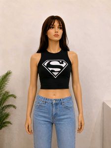 Black Superman Crop Tank Top
