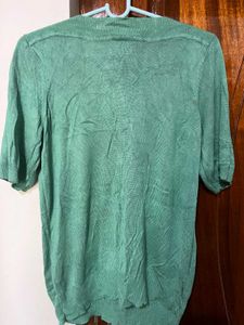 Green Button Detail Top