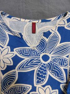 Floral Print Blue Kurta