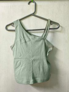 Sage Green One Shoulder Tank Top