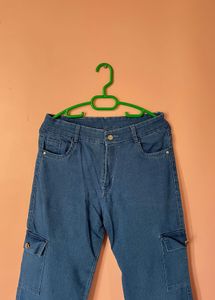 Blue Denim Cargo Pants