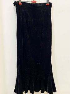 Black Velvet Ruffle Skirt