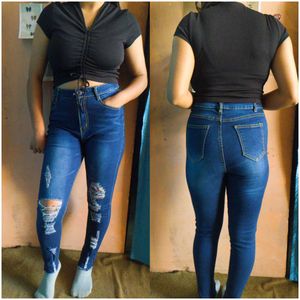 ❤️Black Crop Top &amp; Jeans Combo set❤️