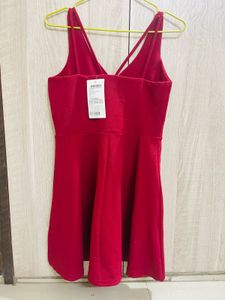 Red V-Neck Skater Dress