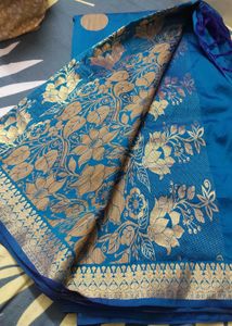 Blue Polka Dot Saree