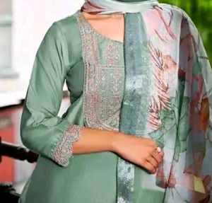 Women Embroidery Kurti Pant Dupatta Set