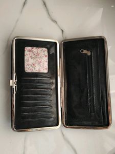 black wallet with press lock