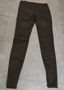 Zara Basic Stylish Women's Olive Green Moto Pants