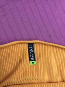 Yellow Ribbed Halter Neck Crop Top