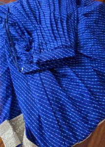 Blue Striped Lehenga with Embellished Border