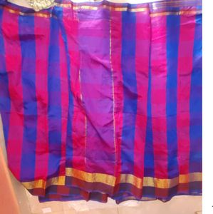 🔥2 Vibrant Blue &amp; Pink Striped Saree